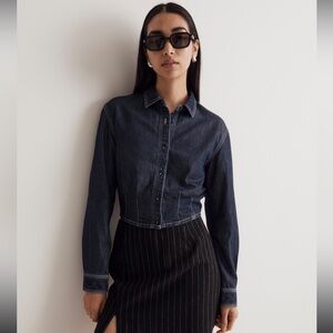 NWT Madewell Denim Pleated Button Up Shirt